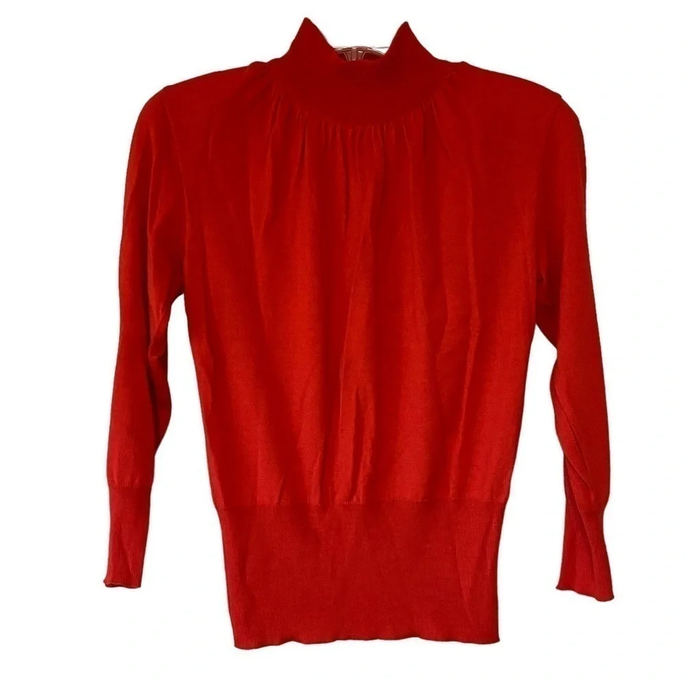 Vintage Mondi Sweater Knit High Neck Red Rust Sz 34